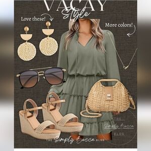 BabyDoll Mini Tiered On Or Off Shoulder Dress Olive green Small